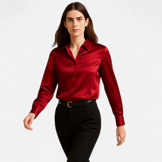 Maison Avenoire | Blouse Femme Satin Col Classique Élégance