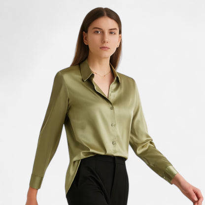 Maison Avenoire | Blouse Femme Satin Col Classique Élégance