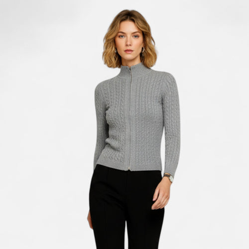 Maison Avenoire | Cardigan Femme Col Roulé Zippé Élégant
