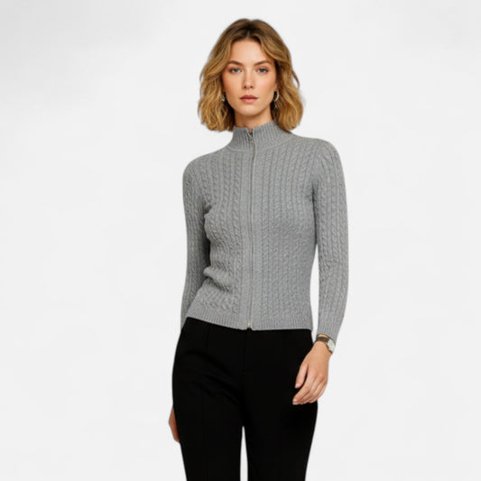 Maison Avenoire | Cardigan Femme Col Roulé Zippé Élégant
