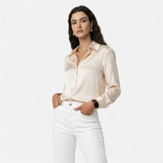 Maison Avenoire | Chemise Femme Satin Col Tailleur Élégance