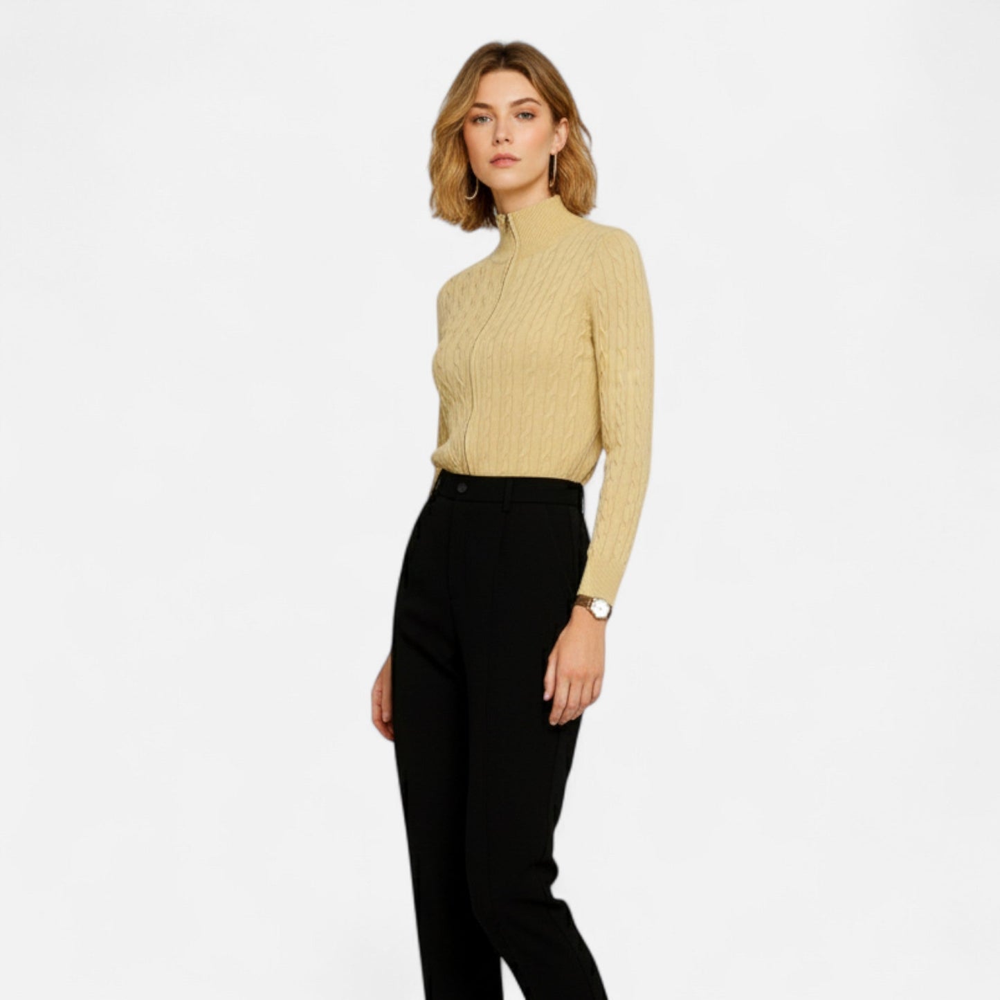 Maison Avenoire | Cardigan Femme Col Roulé Zippé Élégant