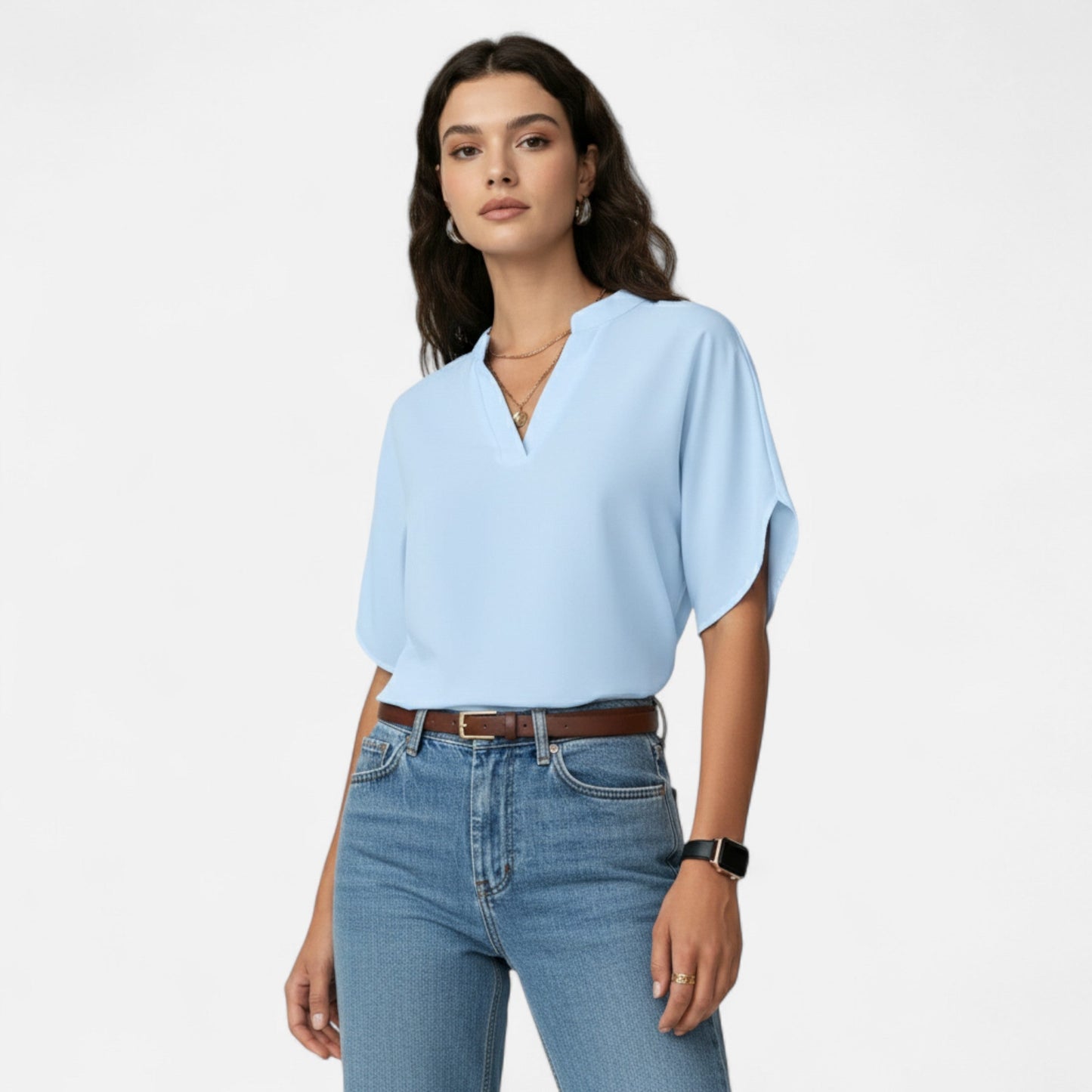 Maison Avenoire | Blouse Femme Col Fendu Élégance Intemporelle
