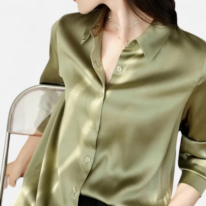 Maison Avenoire | Blouse Femme Satin Col Classique Élégance