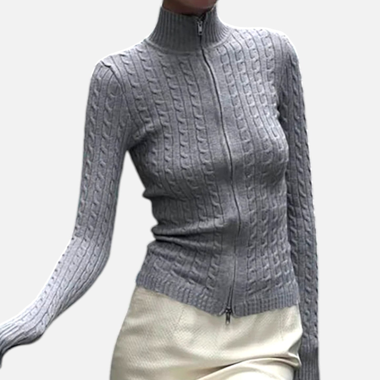 Maison Avenoire | Cardigan Femme Col Roulé Zippé Élégant