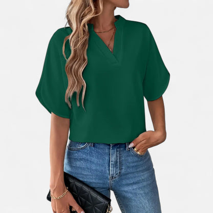 Maison Avenoire | Blouse Femme Col Fendu Élégance Intemporelle