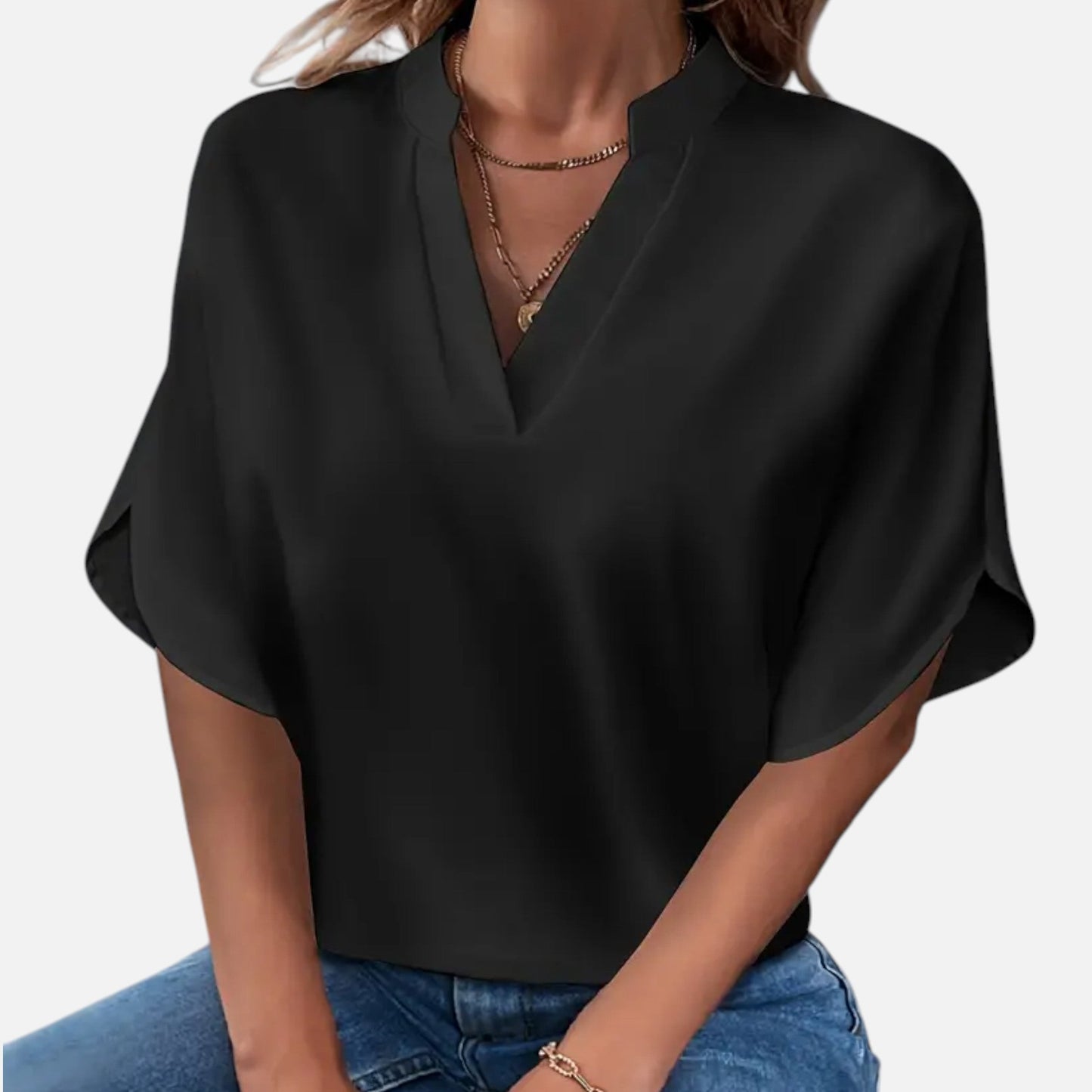 Maison Avenoire | Blouse Femme Col Fendu Élégance Intemporelle