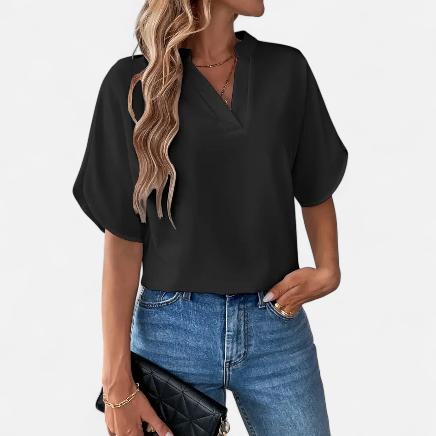 Maison Avenoire | Blouse Femme Col Fendu Élégance Intemporelle