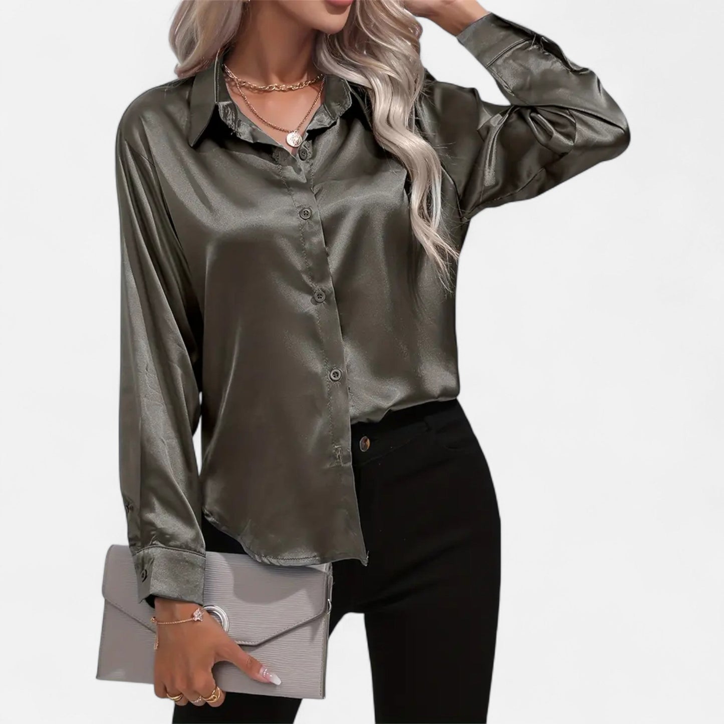 Maison Avenoire | Chemise Femme Satin Col Tailleur Élégance