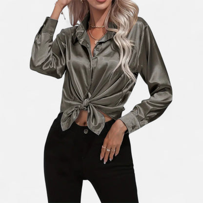 Maison Avenoire | Chemise Femme Satin Col Tailleur Élégance