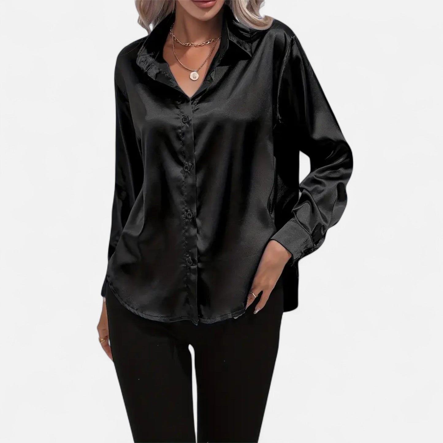 Maison Avenoire | Chemise Femme Satin Col Tailleur Élégance