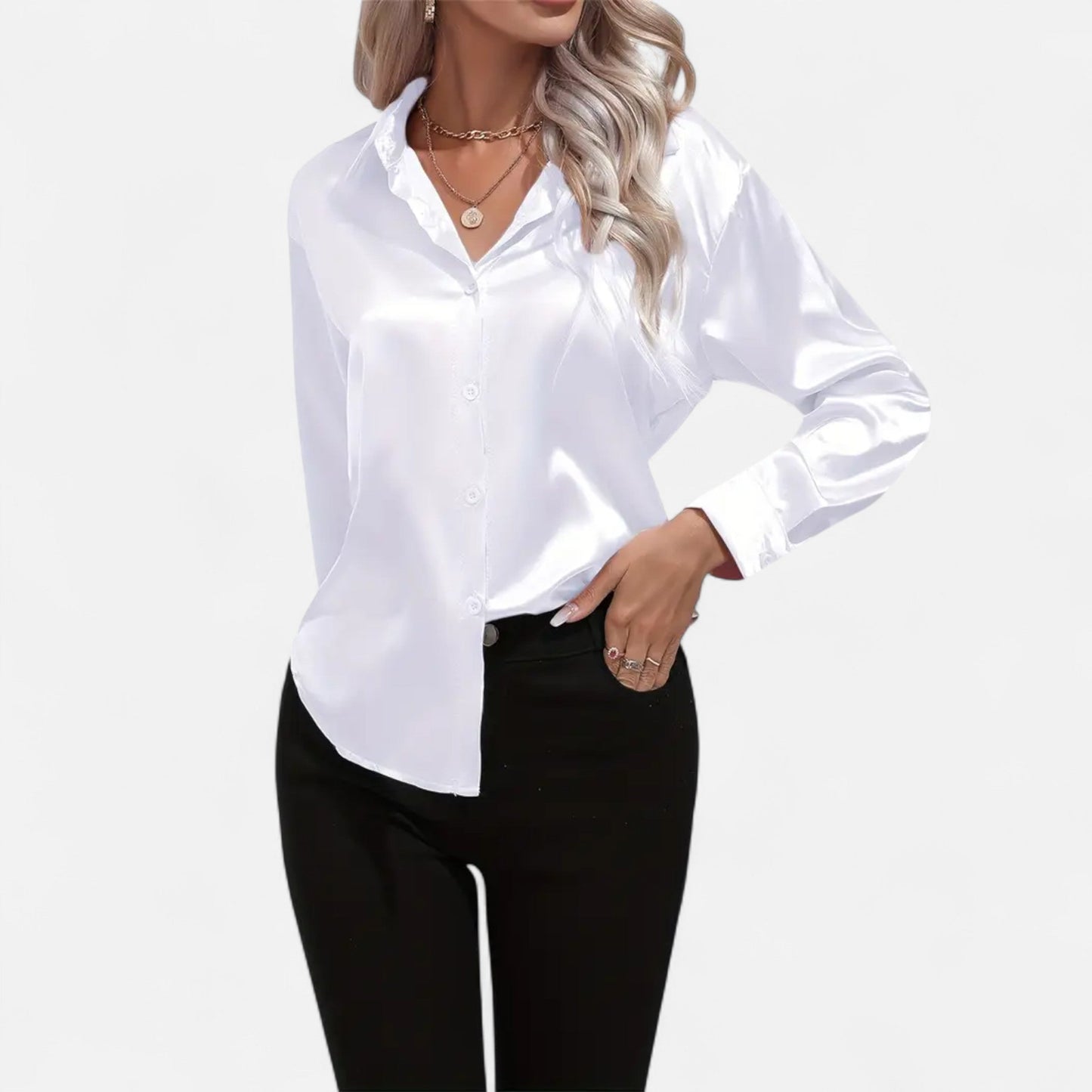 Maison Avenoire | Chemise Femme Satin Col Tailleur Élégance